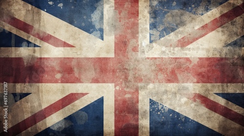 grunge dirty united kingdom flag painted on old dirty paper background photo