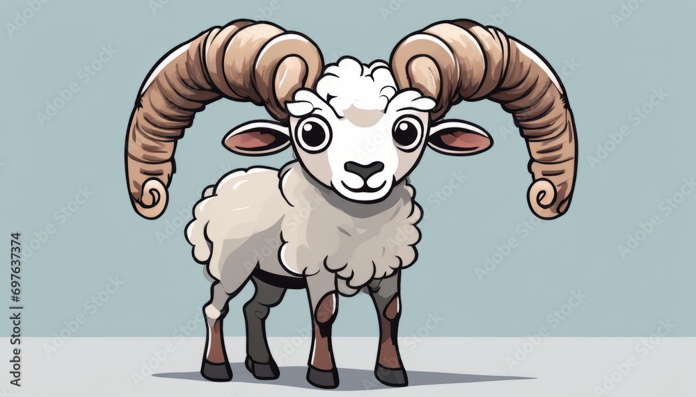 A cartoon ram with big horns and a smile