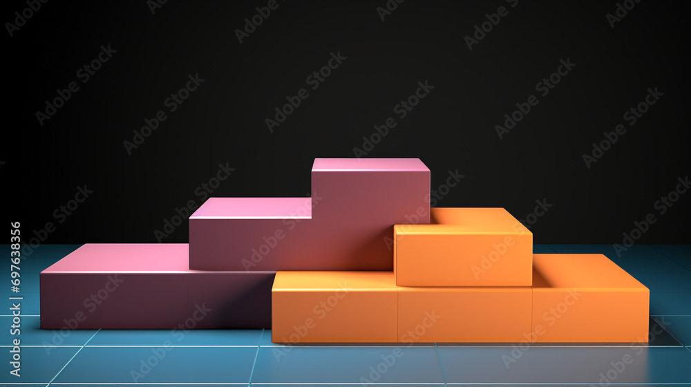 3d Podium Display Mockup, Lemon, teal, and lavender, background stock photo created with Generative Ai 3d Podium Display Mockup, Lemon, teal, and lavender, background stock photo created with Generative Ai