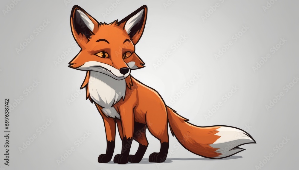 Obraz premium A fox with a white tail and black nose