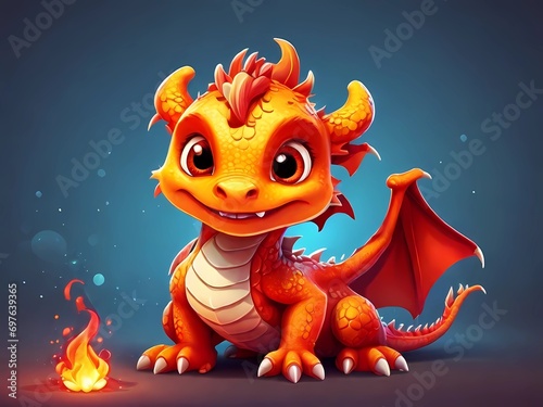 cute baby dragon cartoon, colored cartoon art © CAHYONOZX
