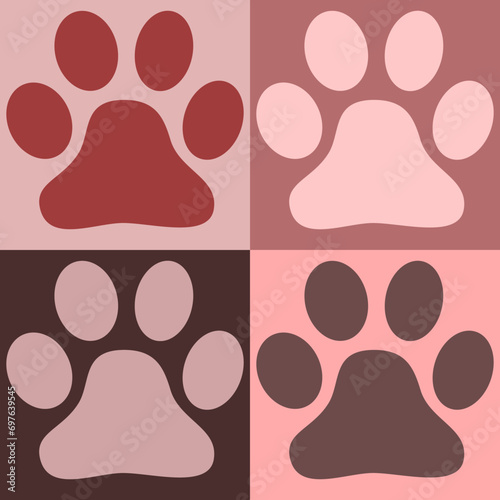 Pattern with Pet Pawprint Footprint Paw Design Element.