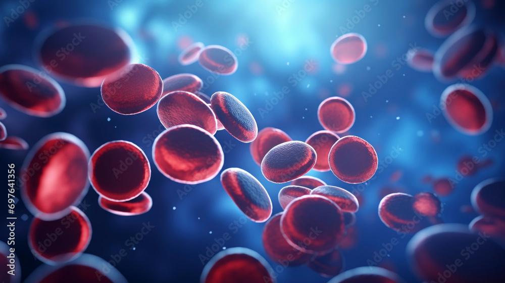 Bloodstream Dynamics: 3D Visualization of Red and White Blood Cells, Generative AI