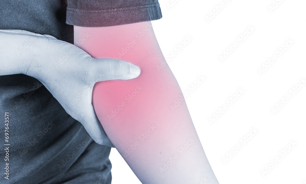 Foot anatomy with red highlight on painful area. Ankle pain may cause