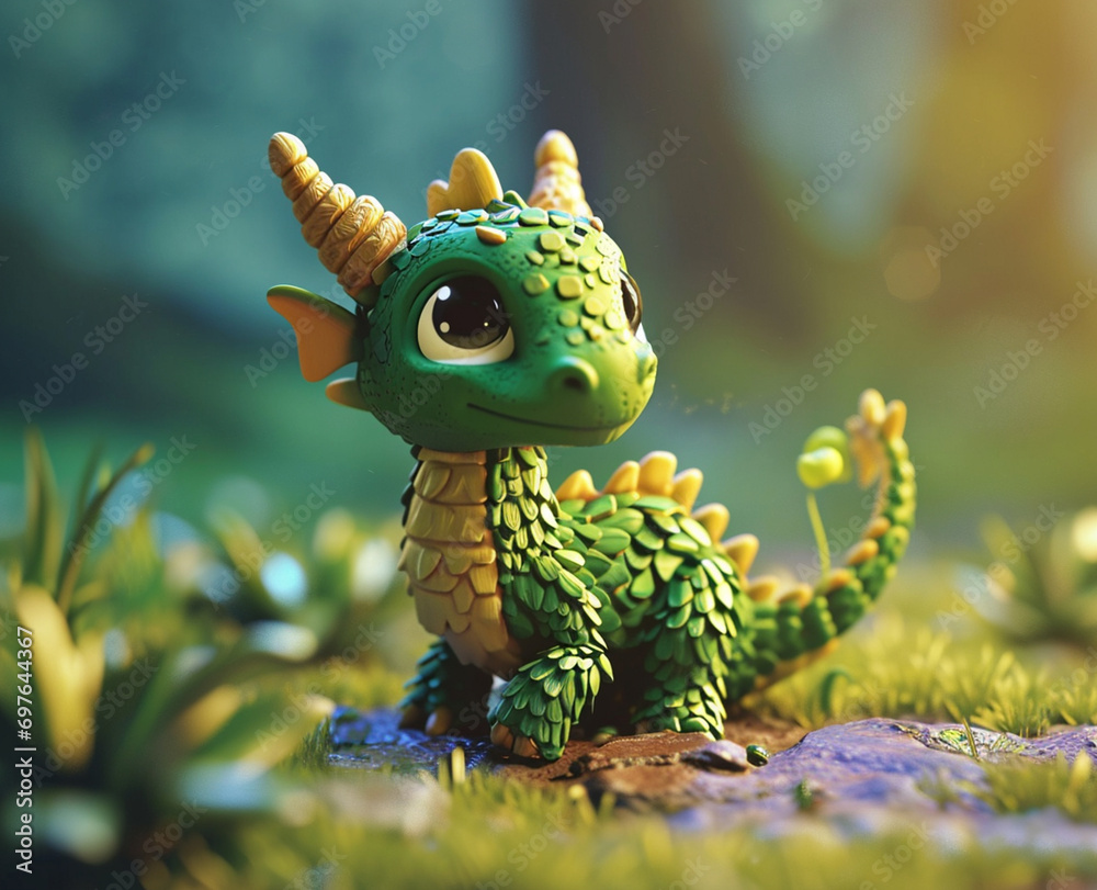 a pixel dragon cute 3d model