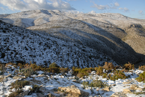 Winter landscape near Benimaurell, Communidad Valencia, Spain photo