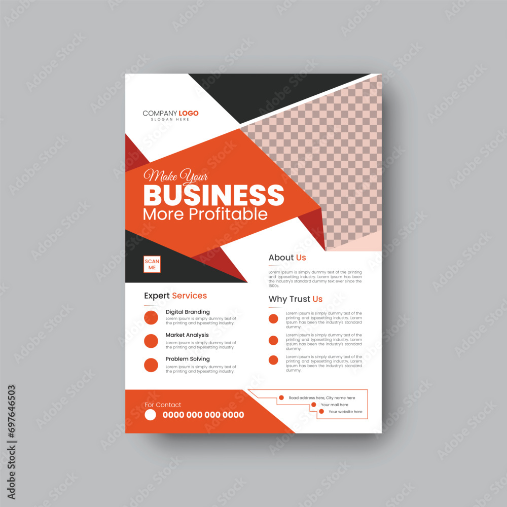 Creative modern minimalist business flyer design template.