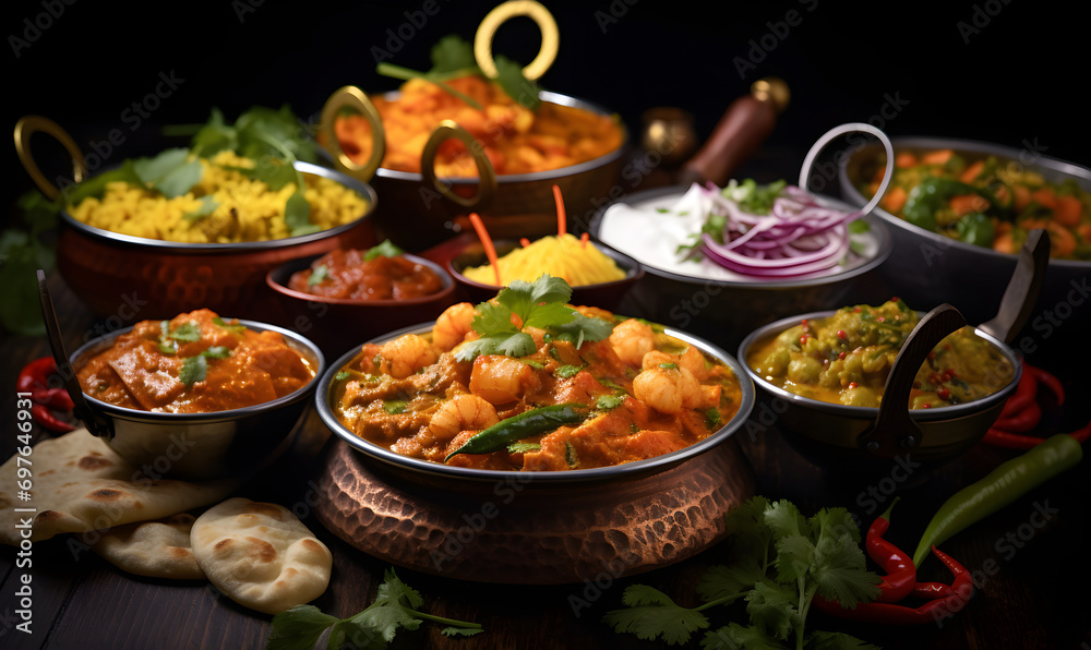 Indian Cuisine Concept, Curry, Indian Food Indian Cuisine Concept, Curry, Indian Food