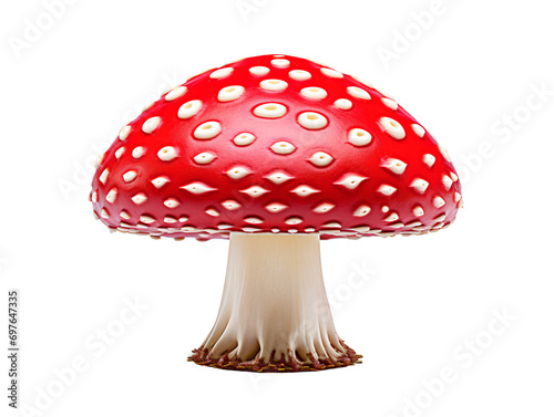 Red Mushroom Fly Agaric (Amanita muscaria), isolated on a transparent or white background