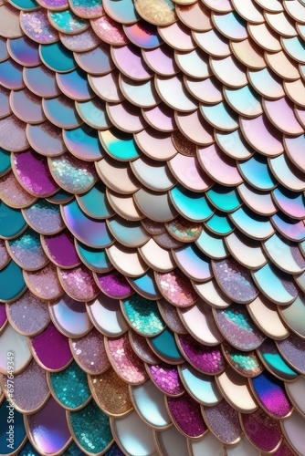 Fish scales colorful pattern, vertical composition