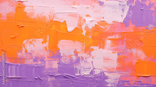 Closeup of abstract rough bright purple orange painting texture, with oil brushstroke, pallet knife paint on canvas, seamless pattern, copy paste area for texture