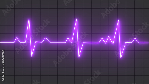 Heart rate monitor electrocardiogram beautiful purpl bright design on black background.
