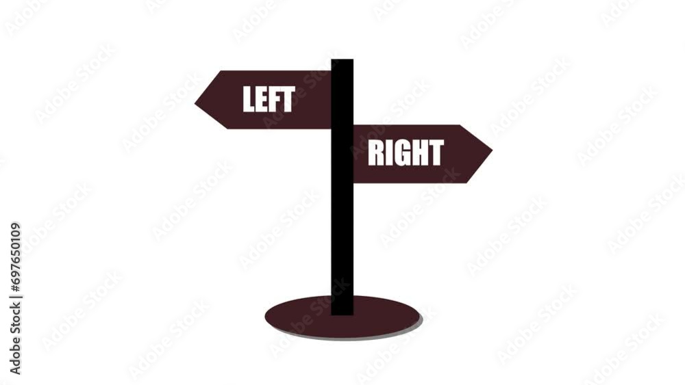 Left Direction Sign Simple Vidéo Stock Animated directional sign with arrows pointing left and ...
