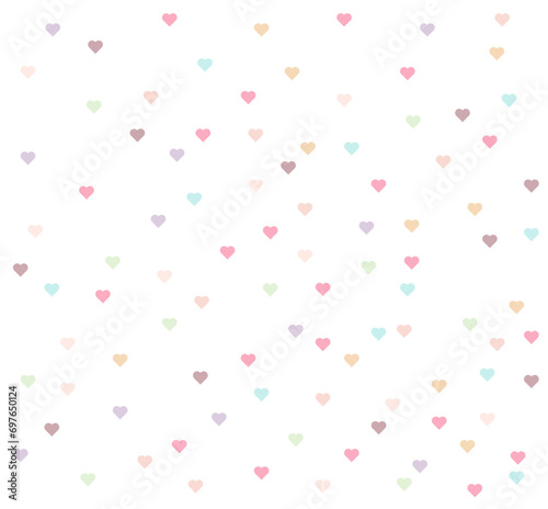 Pastel heart scattered randomly pattern multi colors gift wrap design vector