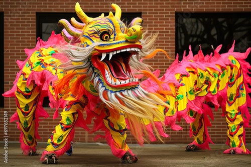 chinese dragon dance in costume for festival of chinese new year celebration  © Umar