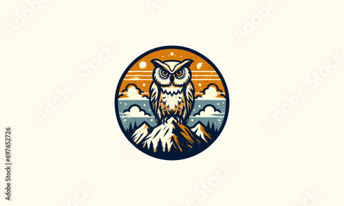owl on mountain vector illustration flat design