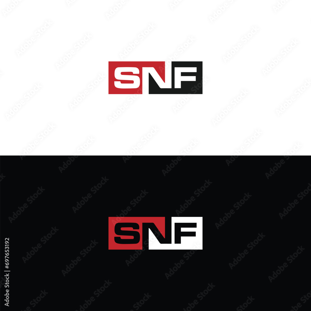 SNF logo. S N F design. White SNF letter. SNF, S N F letter logo design. Initial letter SNF linked circle uppercase monogram logo. S N F letter logo vector design.	

