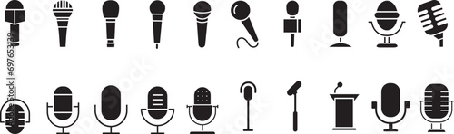 Microphone icon set. Different microphone collection. Vector photo