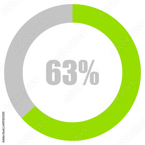 63% Loading. 63% circle diagrams Infographics vector, 63 Percentage ready to use for web design ux-ui