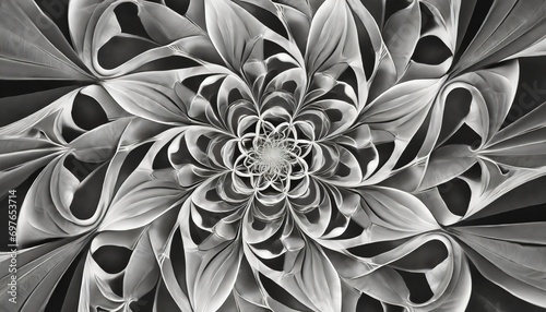 fibonacci flower in black and white an abstract fractal creation with an optically challenging fibonacci flower pattern in black and white photo
