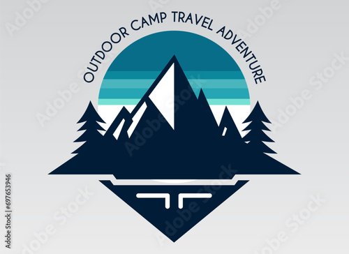 Travel logo. Vector design for adventure, trip, journey, vacation, flight, sail, camping in nature. White isolated illustration EPS10 suitable for transparent PNG.