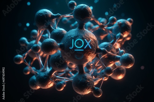 3D ozone, hydrogen and oxygen molecular structure with focused perspective. Generative AI