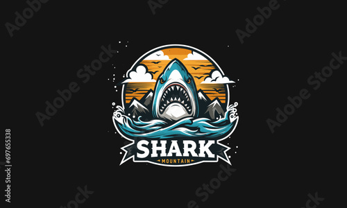 head shark angry vector illustration logo flat design
