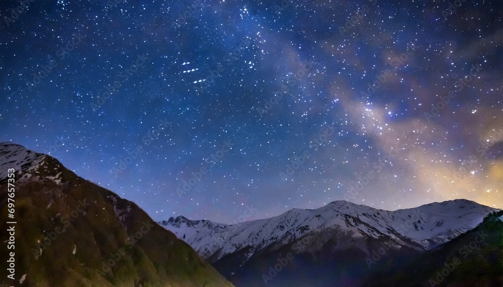 starry night sky only sky mountains and stars