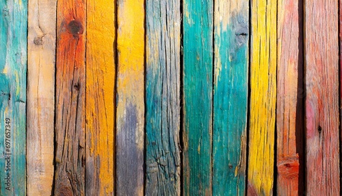 colorful pastel wood planks texture or background © Ashley