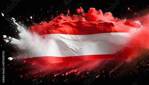 colorful red white red austrian flag color holi paint powder explosion isolated background austria colors celebration soccer travel tourism concept