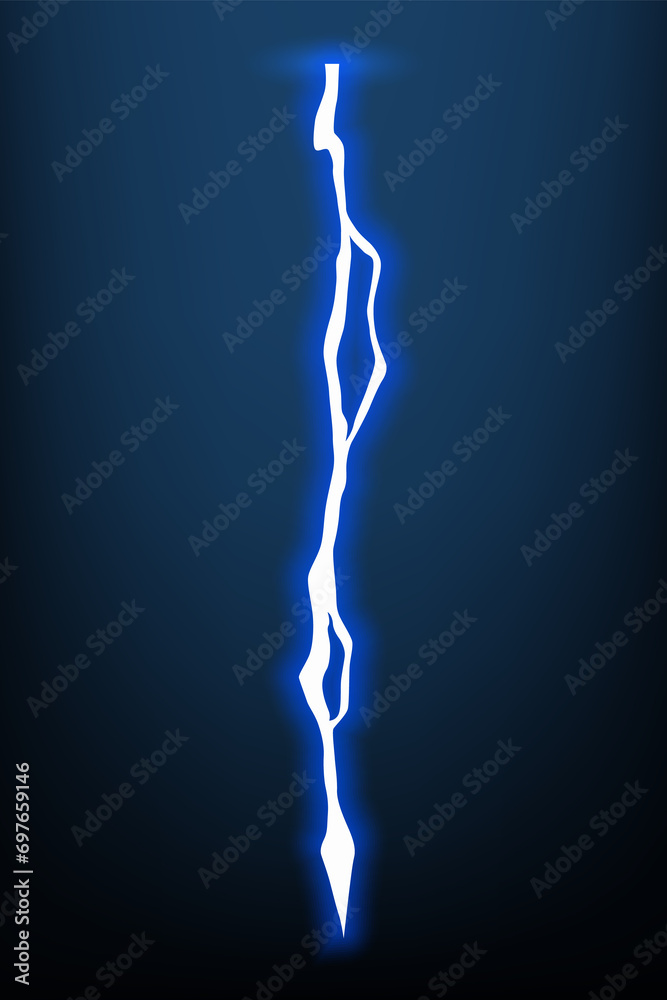 Lightning animation with sparks. Electricity thunderbolt danger, light electric powerful thunder. Bright energy effect,  illustration