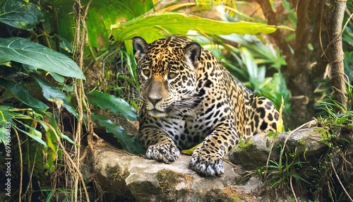 jaguar in the tropical jungle