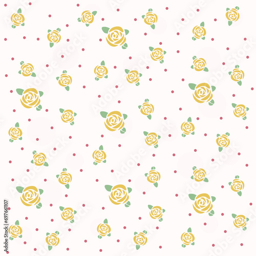 YELLOW ROSE seamless pattern with flowers