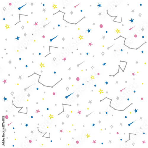 seamless pattern with Meteor swarms colorful stars universe