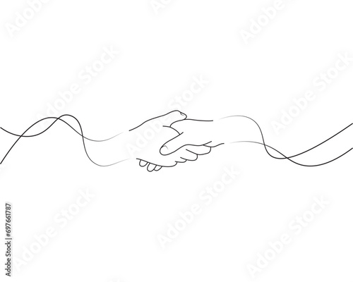 two hands are shaking hands line art style. vector illustration. eps 10_3