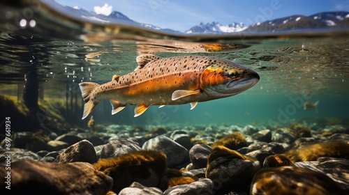 Salmon in their natural environment, close-up. photo