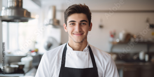 Fototapeta Naklejka Na Ścianę i Meble -  Koch steht in der Küche