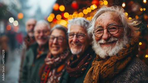 Sénior et personnes âgés qui sont à un repas de fêtes de noël et jour de l'an 2024 photo