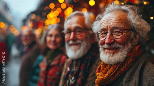 Sénior et personnes âgés qui sont à un repas de fêtes de noël et jour de l'an 2024 photo