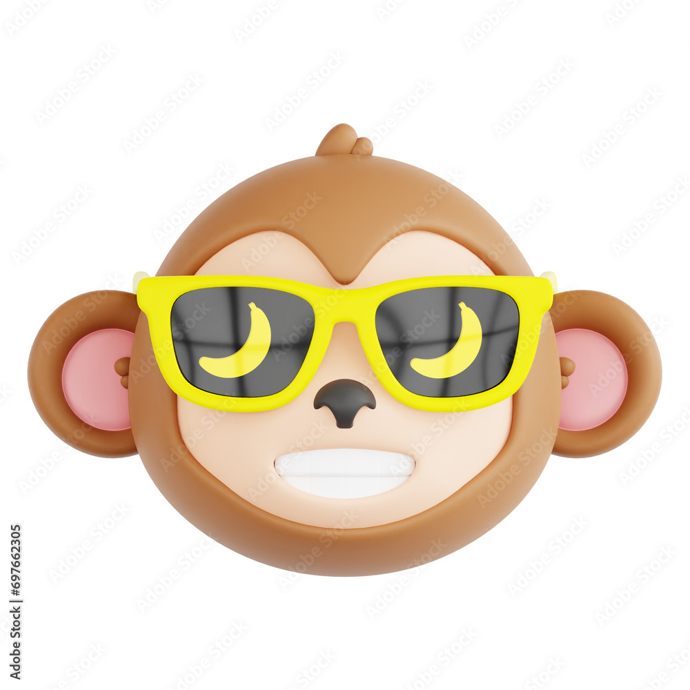 3D Illustration of Chill Cool Monkey Emoji 3D Illustration of Chill Cool Monkey Emoji