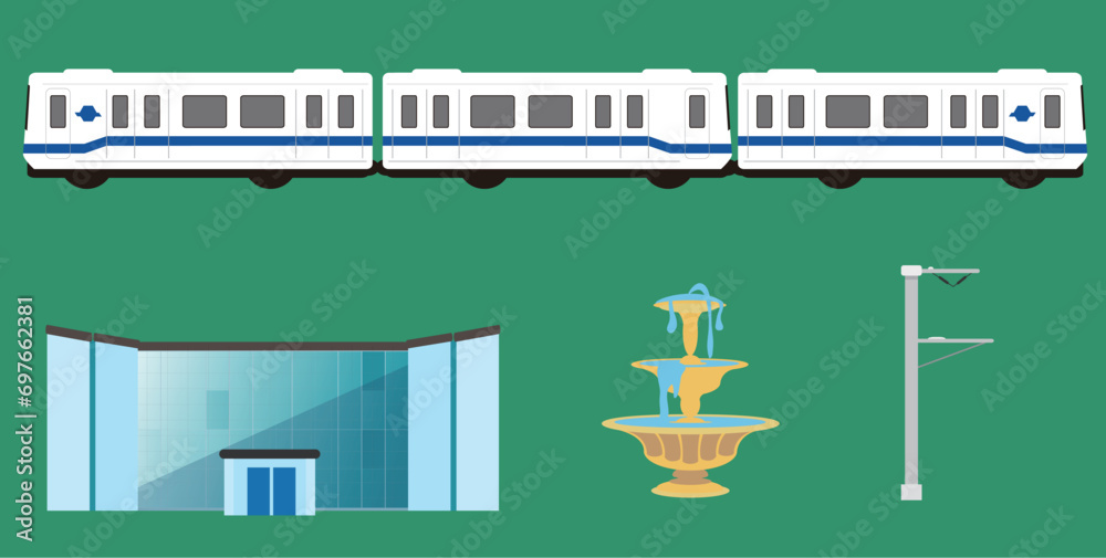 Fototapeta premium Taipei MRT Mass Rapid Transit subway building set