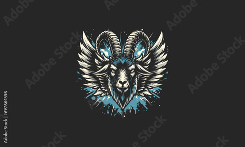 head goat with wings vector illustration artwork design photo