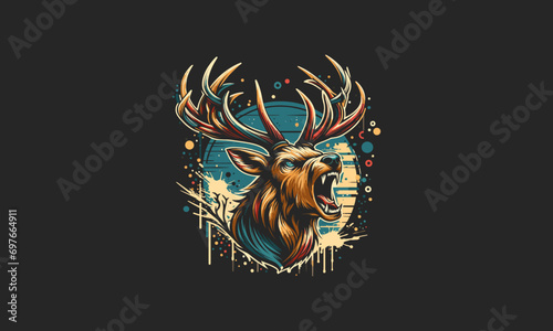 head deer angry vector illustration artwork design