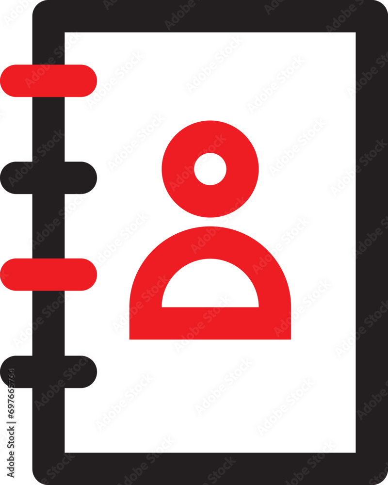 Phone contact icon design, with black and red outline style Phone contact icon design, with black and red outline style