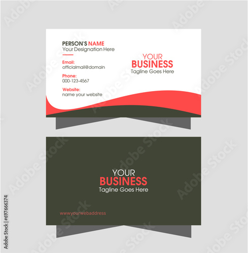 Minimal business card design. Simple and professional business card layout. Corporate visiting card vector. Modern organic shape background based calling card.	