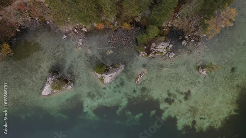 Crystal clear water at the Berchtesgaden Hintersee lake with a stunning view from Top photo
