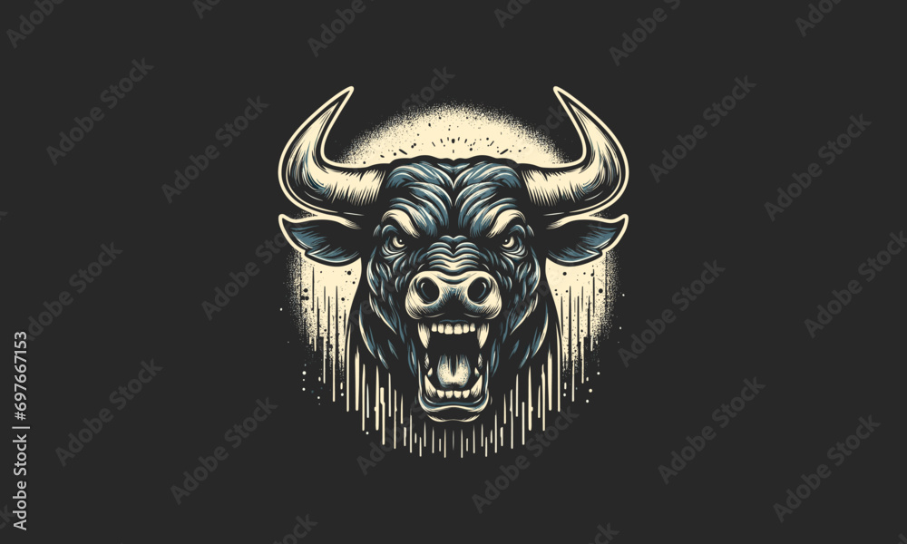 head buffalo angry vector illustration mascot design - obrazy, fototapety, plakaty 