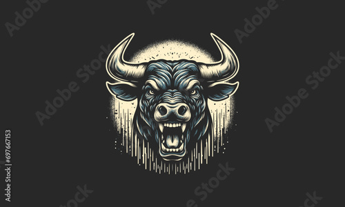 head buffalo angry vector illustration mascot design photo