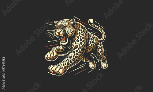 leopard angry running vector illustration mascot design
