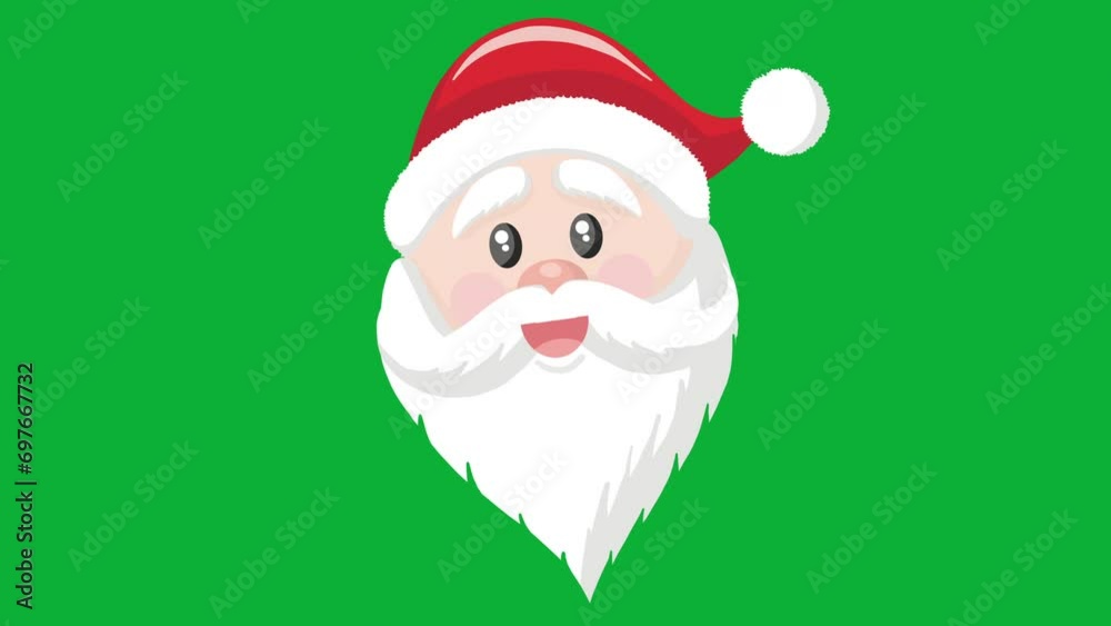 Ho ho ho laughing Santa Claus Cartoon vertical animation. Cute Laughing Santa Claus Face with blue eyes and red cheeks Isolated in Green Chroma Key Background. Santa Claus with white beard and Hat. Ho ho ho laughing Santa Claus Cartoon vertical animation. Cute Laughing Santa Claus Face with blue eyes and red cheeks Isolated in Green Chroma Key Background. Santa Claus with white beard and Hat.